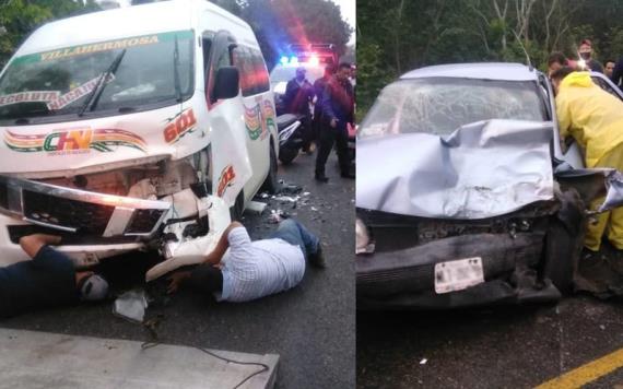 Choque frontal de dos vehículos provocaron el cierre de la Carr. Nacajuca-Villahermosa