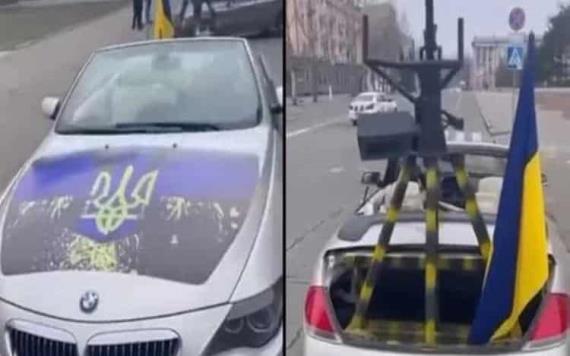 Pobladores de Ucrania modifican BMW para agregarle una metralleta
