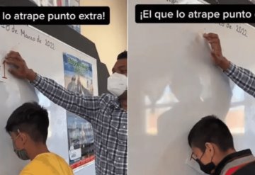 Maestro ofrece puntos extra a alumnos que atrapen una hoja con la cabeza