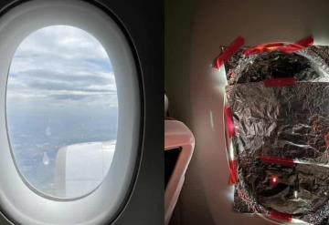 Tripulación arregla con cinta adhesiva la falta de una ventana en un avión