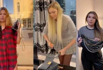 Influencers rusas destruyen sus bolsos Chanel en protesta contra la marca