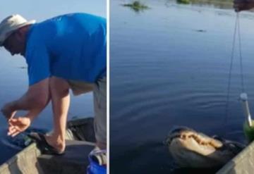 Hombre logra pescar a un cocodrilo pensando que era un pez