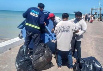 Recolectan en playas de Progreso más de 300 kilogramos de basura