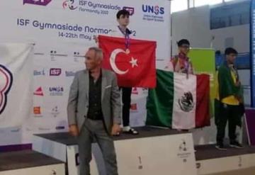 El taekwondoín tabasqueño Juan Pablo Herrera Cordero logró bronce en el Mundial del Deporte Escolar