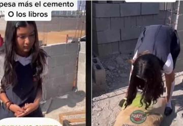 Por querer abandonar la escuela para ser influencer, albañil da lección a su hija y se hace viral