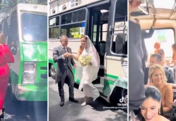 Pareja de novios contratan microbuses en su boda; los tunden en redes sociales