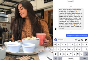 “Gorrones internacionales” Chef exhibe a joven influencer que pide comida gratis por publicidad