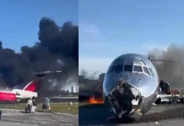 Avión con 136 pasajeros se incendia durante aterrizaje en aeropuerto de Miami