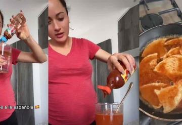 Video: Española desata críticas por preparar chilaquiles con salsa Valentina y chile tajín