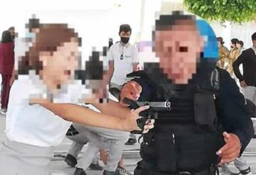 Investigan a policías de Guanajuato por simulacro en secundaria con armas reales