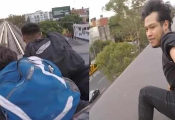 Youtuber se graba mientras camina por el techo del metro de la CDMX en movimiento