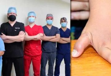 Reimplantan Cirujanos plásticos del IMSS un dedo pulgar a niño de 1 año tras sufrir accidente