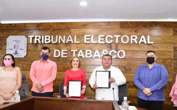 Firma de convenio entre Comisión de Radio y Televisión (CORAT) y el Tribunal Electoral de Tabasco (TET)