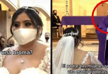 Mujer exhibe a sacerdote por sermón machista el pleno día de su boda