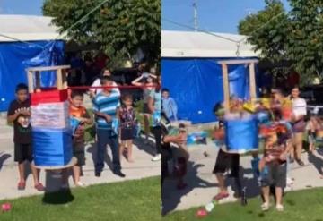 Nueva forma de romper la piñata se vuelve viral en redes sociales