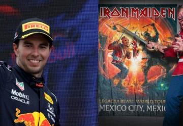 Checo Pérez aparece en una camiseta de edición especial de Iron Maiden