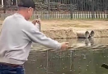 Video: Un señor quiere regresar un pez al agua, pero se confunde y lanza su celular