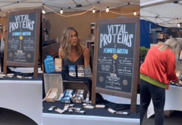 Jennifer Aniston sorprende al aparecer en un mercado vendiendo sus productos