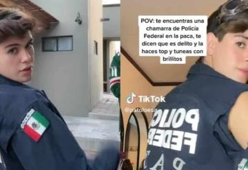 Video:  Joven encuentra uniforme de la Policía Federal en la paca y lo modela