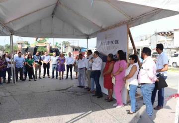 Dan banderazo de inicio en obra de Av. Pedro Méndez en Cunduacán