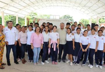 Gobierno de Comalcalco inaugura domo para la Escuela Telesecundaria Niños Héroes