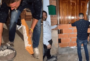 Video: Jóvenes cubren con ladrillos la puerta de su amiga para evitar que se case