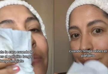 Mujer recomienda limpiarse la cara con pañales orinados como skin care y redes estallan