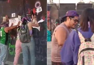 8M: Captan en video a dos hombres causando destrozos en medio de la marcha por el Día de la Mujer