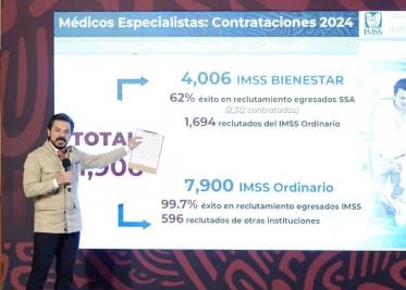 IMSS-Bienestar empleará a 4 mil de los 11 mil 906 especialistas que egresarán en 2024.