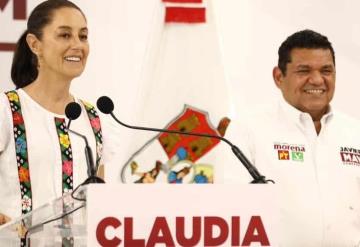 Javier May tiene calificación de 100; será un gran gobernador: Claudia Sheinbaum