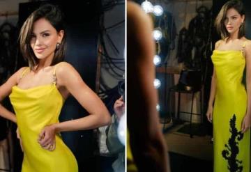 Eiza González luce impactante vestido lencero de color amarillo