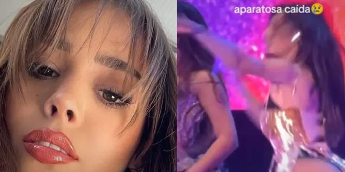 Danna Paola sufre caída en pleno concierto y se vuelve viral