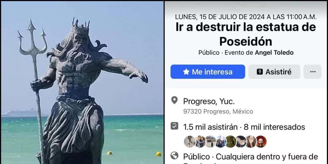 Huracán Beryl: ante su llegada a Yucatán, organizan en redes sociales destrucción de estatua de Poseidón