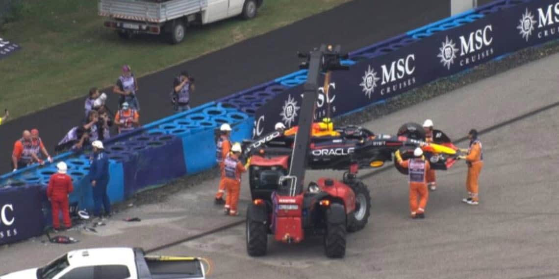 ´Checo´ Pérez se estrella contra muro y provoca bandera roja en la Q1 del GP de Hungría