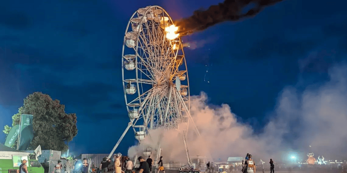 Noria se incendia en un festival de música en Alemania